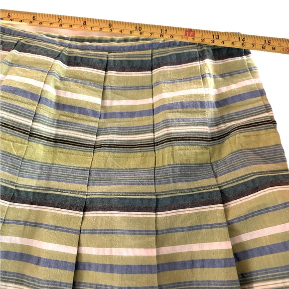 Worthington Women's Pleated Blue & Green Striped A-Line Skirt, size 6 - Picture 2 of 6